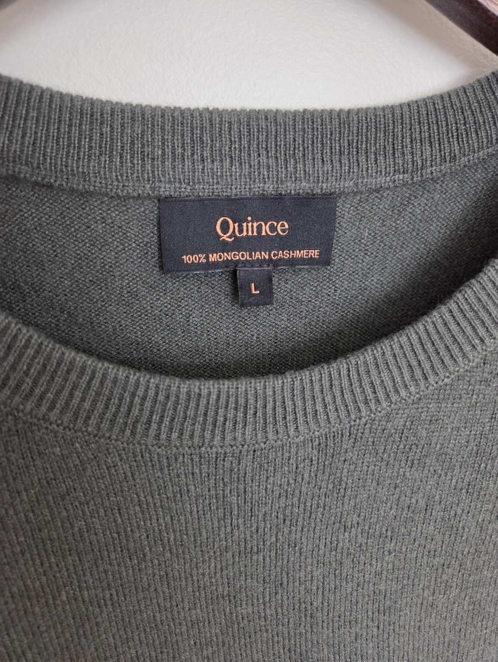 Quince 100% Cashmere Crew Neck Sweater Sz L In Moss NWOT - Picture 8 of 11